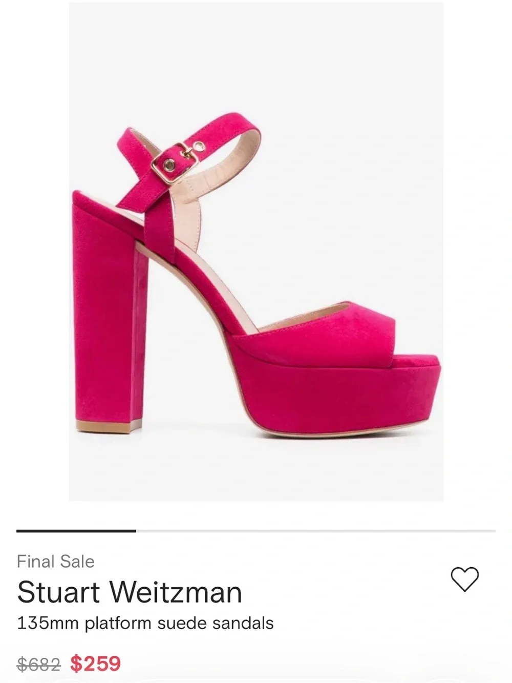 Stuart Weitzman Pink Suede on Platform Sandals size  8.5